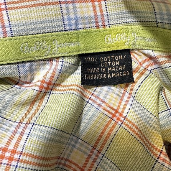 Bobby Jones Collection L Yellow Plaid‎ Long Sleeve Cotton Shirt Woven in Italy - Picture 2 of 8